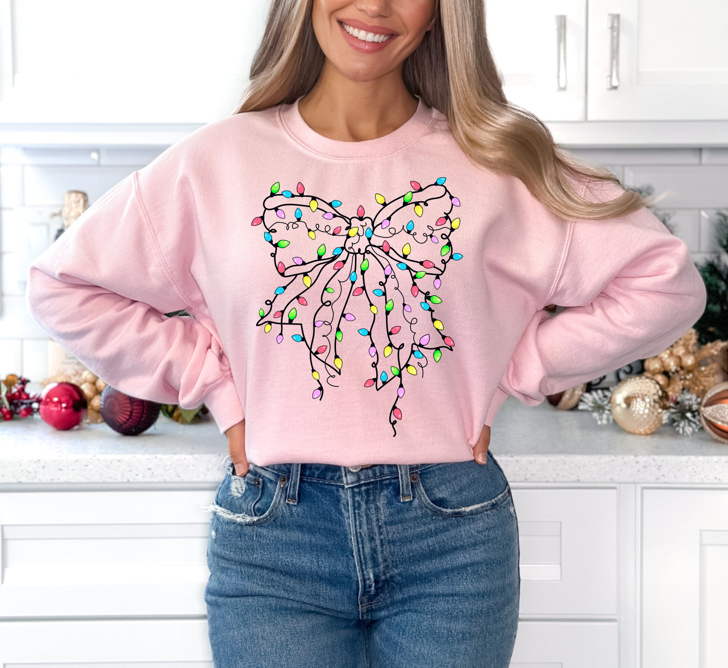 Christmas Light Bow Sweatshirt