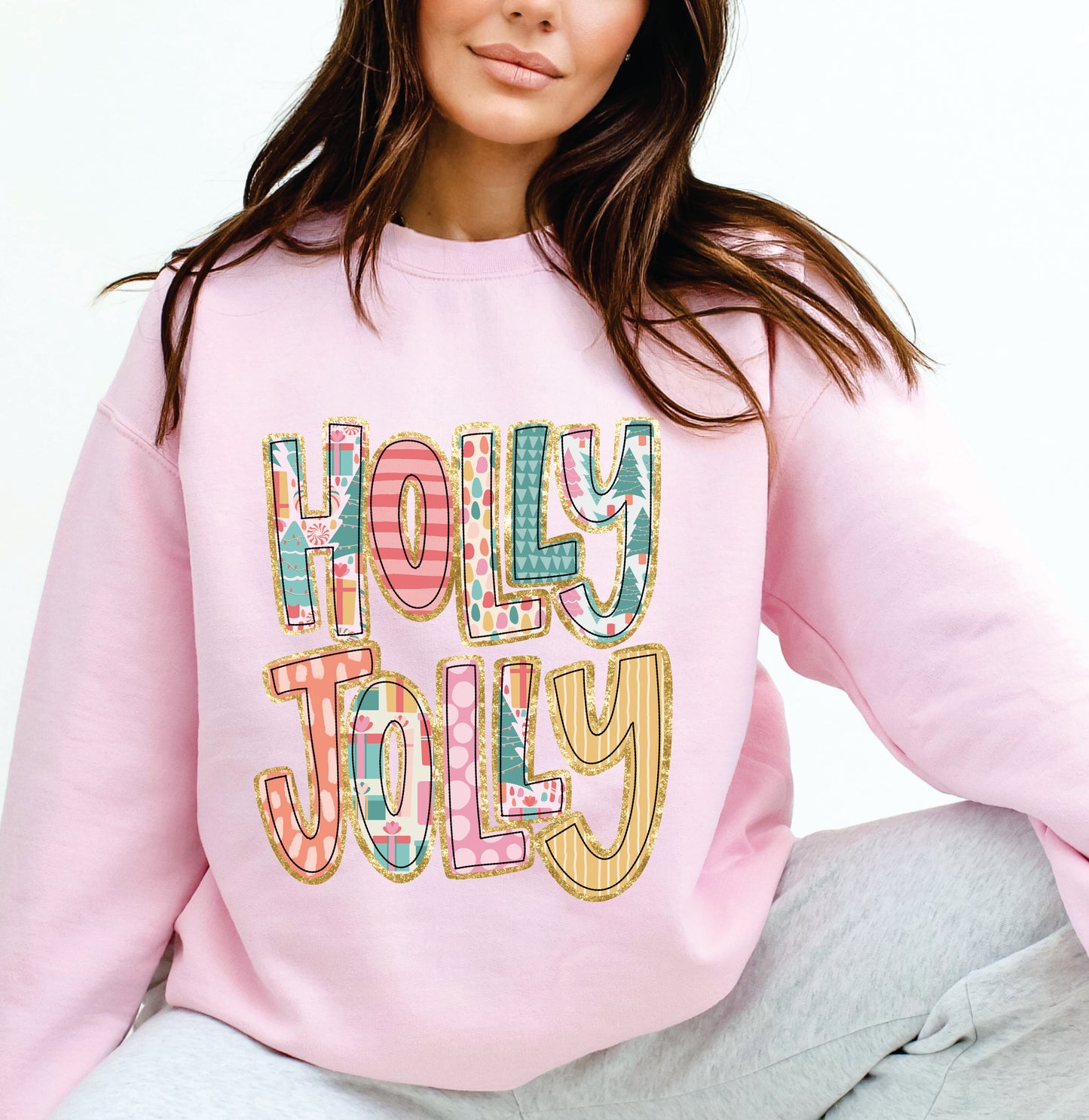 Holly Jolly Gildan Pink Sweatshirt