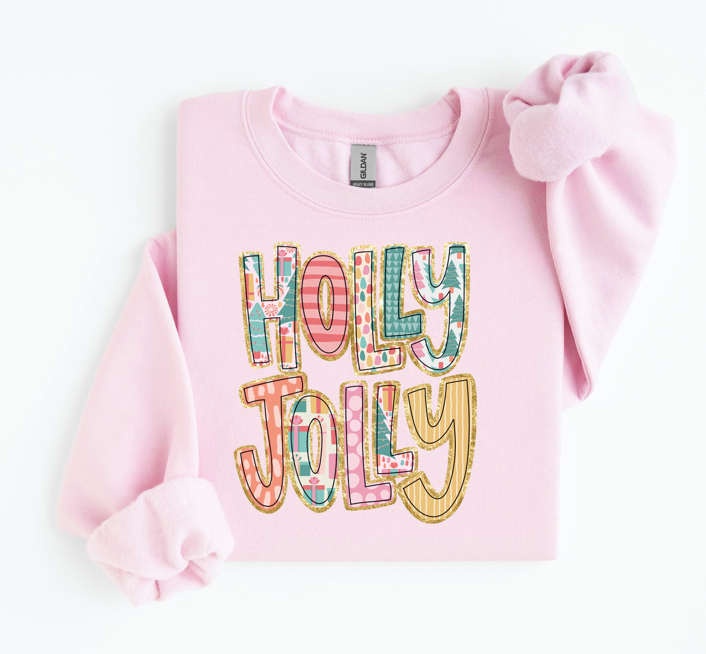 Holly Jolly Gildan Pink Sweatshirt