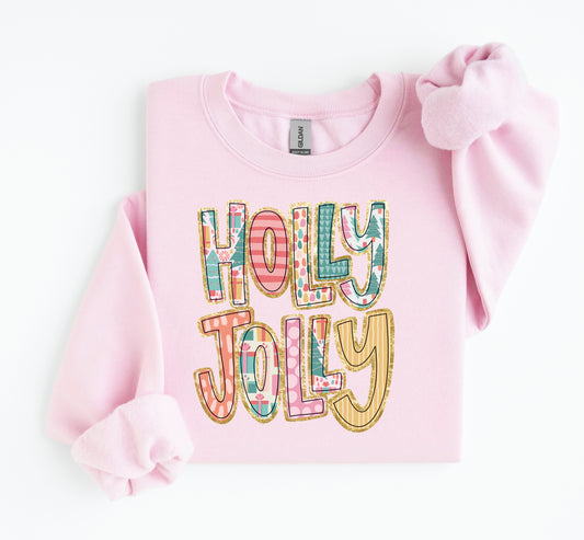 Holly Jolly Gildan Pink Sweatshirt