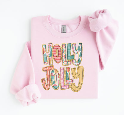 Holly Jolly Gildan Pink Sweatshirt