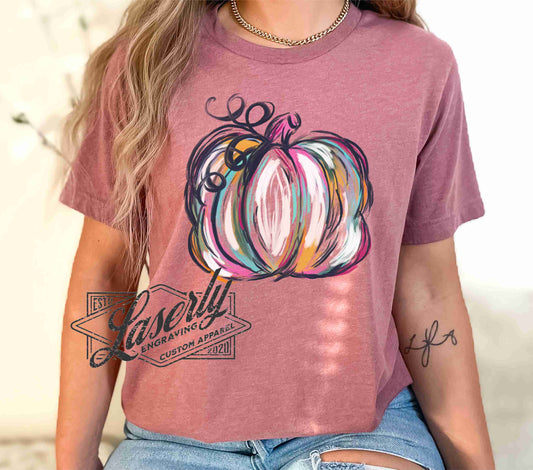 Messy Painted Pumpkin - Bella Canvas Shirt