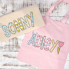 Custom Easter Name Canvas Totes